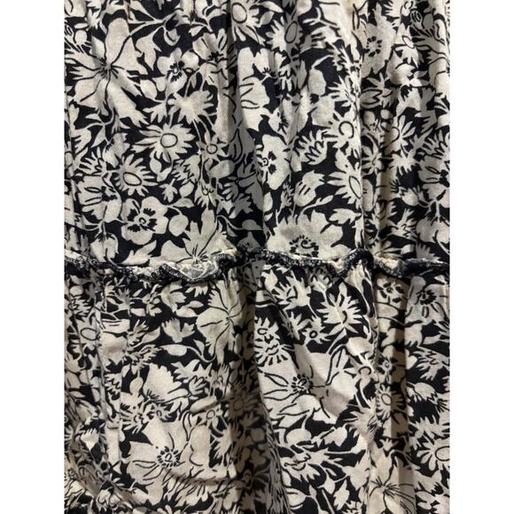 Free People Black Cream Kristall Mini Tiered Backless Dress sz XS Boho peasant - Picture 9 of 10